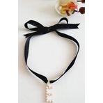 E HARF TARZ İNCİLİ KURDELA CHOKER KOLYE