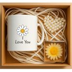 E-Hediyeci I Love You Papatya Tasarımlı Hediye Kutusu, Sevgiliye Hediye, Doğum Günü Hediyesi, Hediye Seti P1-18