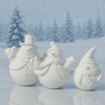 E Hobici Kardan Adam Figür Yılbaşı 3'lü Set - - - Beyaz
