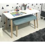 E-Koc Wood Design Lilyum Çoçuk Çalışma Masası 1 Adet Puf Etkinlik Masası Aktivite Masa Takımı - Beyaz - Ahşap - 40*80