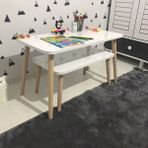 E-Koc Wood Design Lilyum Çoçuk Çalışma Masası Etkinlik masası aktivite masası takımı - Ahşap - Beyaz