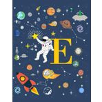 E: Lettera E Iniziale Nome Quaderno a righe Spazio astronauta Composizione per Ragazzi Bambini Compleanno-per Scrivere Scuola-100 Flogli