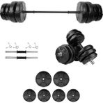 E-Life 25 kg Siyah Dambıl Seti ve Halter Seti Ağırlık Fitness Seti
