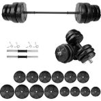 E-Life 85 kg Siyah Dambıl Seti Halter Seti Ağırlık Fitness Seti