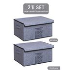 E-LİFE HOME 2'li Maxi Çok Amaçlı Keçe Kapaklı Katlanır Kutu Giysi Hurçu Dolap İçi Organizeri Gri 47x37x24 cm