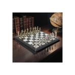 e-life Lüks Metal Satranç Takımı Osmanlı Bizans Figürlü Gold Krom Siyah Mermer 20x20 Premium Dekor Set