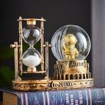E-life shop Astronot Temalı Işıklı Retro Kar Küresi & Kum Saati Dekoratif Masaüstü Biblo Ev Ofis Hediyelik Obje
