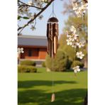 E-life shop Çiçek Desenli Otantik Coconut Kapaklı El Yapımı Doğal Bambu Rüzgar Çanı 50cm Balkon Dekoru Hediyelik