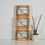 E-life shop El Yapımı Doğal Ahşap 3’lü Bambu Bamboo Fotoğraf Çerçevesi Dekoratif Ev Ofis Hediyesi Duvar Süsü - 1