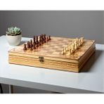e-life shop El Yapımı Lüks Nakış İşlemeli Doğal Ahşap Sandıklı Premium Satranç Takımı 45x45 cm. Hediyelik Set 2