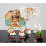 E-life shop Lüks Ayna & Nakış İşlemeli Feng Shui Şans Getiren Fil Heykeli Dekoratif Biblo 16 cm Yeni Ev Hediyesi
