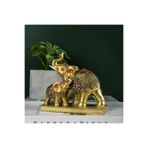 e-life shop Lüks İşlemeli Anne Yavru Fil Heykeli Feng Shui Şans Getiren Dekoratif Masaüstü Biblo 15 cm.