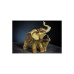 e-life shop Lüks Nakış İşlemeli Anne ve Yavru Fil Heykeli Feng Shui Şans Getiren Dekoratif Masaüstü Biblo 17 cm.