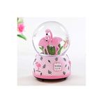 e-life shop Tropical Love Aşık Flamingo Temalı Kar Küresi Hediyelik Dekoratif Ürün Konsol Vitrin Ofis Süsü Biblo