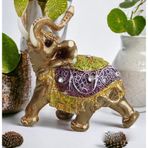 E-life shop Yaldız İşlemeli Feng Shui Bereket Sembolü Fil Heykeli Dekoratif Biblo Ev & Ofis Hediyesi 15 cm.
