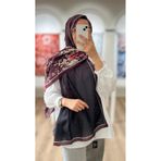 e.m ipek Floral Degrade Soft Şal - Mürdüm