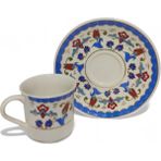 E-Meta Kütahya 2'li Kahve Fincan Takımı (4 Parça) - Kadife Hediye Kutusuyla-Özel Günler Için Şık Set - 010 - Beyaz - 85 ml