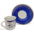 E-Meta Kütahya Kahve Seti (5 Parça) - Porselen Tepsi + 2 Fincan + 2 Altlık - Kadife Hediye Kutusu - 010 - Beyaz - 85 ml