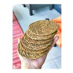 E-Sanat Evi 10.5 x 11 cm Hasır 6 Adet Bardak Altlığı