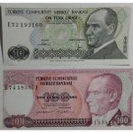 E Serisi 7. Emisyon 10 ve 100 Türk Lirası Eski Koleksiyon Kağıt Para. Hatıra Para.