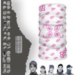 E-Taktik Beyaz Zemin Pembe Damla Desenli Tüp Boyunluk Baf Bandana Maske - Standart - Pembe - Beyaz