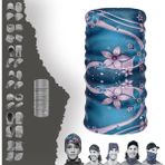 E-Taktik Çiçek Desenli Boyunluk Maske Baf Bandana - Standart - Mor - Beyaz - Mavi