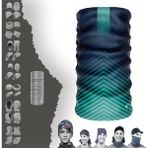 E-Taktik Extreme Geometrik Çizgili Lacivert Turkuaz Boyunluk Bandana Baf Toka Maske Saçbandı - Standart
