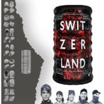 E-Taktik Extreme Kırmızı Siyah Ebru Desenli Swıtzerland Beyaz Boyunluk Bandana Baf Toka Maske Saçbandı - Standart - Kırmızı - Siyah