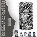 E-Taktik Geometrik Desenli Siyah Beyaz Boyunluk Maske Baf Bandana - Standart - Siyah - Gri - Beyaz
