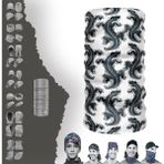 E-Taktik Kertenkele Desenli Boyunluk Maske Baf Bandana - Standart - Siyah - Beyaz - Gri