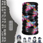 E-Taktik Renkli Kelebek Desenli Boyunluk Maske Baf Bandana - Standart - Gri - Füme - Kırmızı