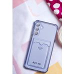 E-TicaShop Samsung Galaxy A25 Kılıf Kartlıklı Köşe Koruma Tasarımlı Renkli Şeffaf K-Kart Kılıf (Lila)