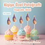 E-TrendPro Yüksek Kalite 18'li Fotoğraf Baskılı Cupcake Süsü | Kişiye Özel Doğum Günü Parti Malzemesi ve Hediyesi | Sert Pvc Kaplı Kek Üstü Topper Dekorasyon Seti