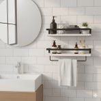 E-Tüccar 2'li Banyo - Mutfak - Oda - Rafı Havluluk Dekoratif Banyo Düzenleyici Çok Amaçlı Sabunluk Raf - Siyah