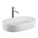 E-W1202m8 Tezgah Üstü Lavabo Mat Beyaz Mermer Desenli