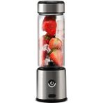 E120 Taşınabilir Şarjlı Blender, Cam Hazneli, 6 Bıçaklı, Buz Kırıcı, Iki Kapakli - Altın - Gri