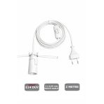 E14 Duylu 2 Metre Arapuarlı, Tuz Lambası Duyu Yaylı (2X0,50) (Beyaz) 65W