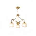 E27 Metal Gövde Cam Abajur Ev 3 Başlı Avize Oturma Odası Yatak Odası Otel 55X35CM