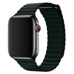 E2M Apple Watch 38-40 mm KRD-06 Deri Bükme Kordon - 2 Koyu Yeşil