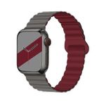 E2M Apple Watch 42-44-45-49mm KRD-06 Deri Bükme Çift Renkli Kordon Bordo