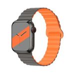 E2M Apple Watch 42-44-45-49mm KRD-06 Deri Bükme Çift Renkli Kordon Gri