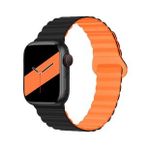 E2M Apple Watch 42-44-45-49mm KRD-06 Deri Bükme Çift Renkli Kordon Turuncu