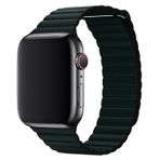 E2M Apple Watch 42-44 mm KRD-06 Deri Bükme Kordon-2 Koyu Yeşil