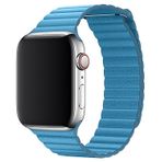 E2M Apple Watch 42-44 mm KRD-06 Deri Bükme Kordon-2 Mavi
