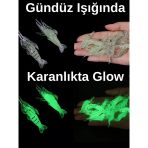 ea genset Fosforlu Glow Silikon Mini Karides Yapay Yem Beyaz 4 cm 5 Adet