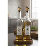 EA Home Concept Ahşap Stantlı Zeytinyağı ve Ayçiçek Yağı Için Şık Cam Yağdanlık Seti (2'li) 750 ml - Şeffaf - Altın