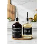EA Home Concept Ava Ahşap Stantlı 2'li Cam Yağdanlık Seti Nar Ekşisi ve Sirke Şişesi Sosluk Seti 500 ml