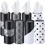 Eaasty 8'li paket 3 katlı yüz dokulu, toplu araba mendilleri, silindir geometrisi, araba seyahat mendilleri, araba, bardak tutucu, düğün, doğum günü, araba mendilleri kutusu, yuvarlak konteyner (nokta ve