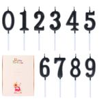 EAKE 10 adet siyah sayı mumu 0 – 9 doğum günü mumu, pasta için, sayı doğum günü mumları, büyük paket 0, 1, 2, 3, 4, 5, 6, 7, 8, 9, Happy Birthday, düğün, yıl dönümü, parti aksesuarı
