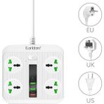 Earldom SC05 8‑in‑1 Çoklu USB Priz Dönüştürücü – PD / QC Hızlı Şarj & 4 USB Çıkışı, Çocuk Korumalı